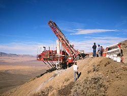 Reverse circulation drilling using a tracked drill rig on an exploration program for epithermal gold mineralization in Nevada