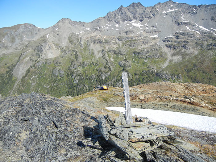 Claim post in International Basin area, BC