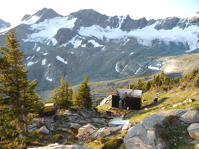 Diamond drill at International Basin, Selkirk Mountains, BC