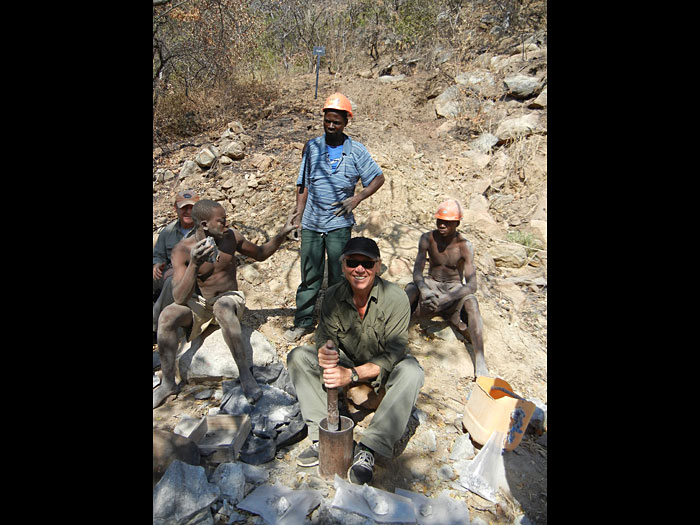 Sample testing for gold. Zimbabwe border, Mozambique