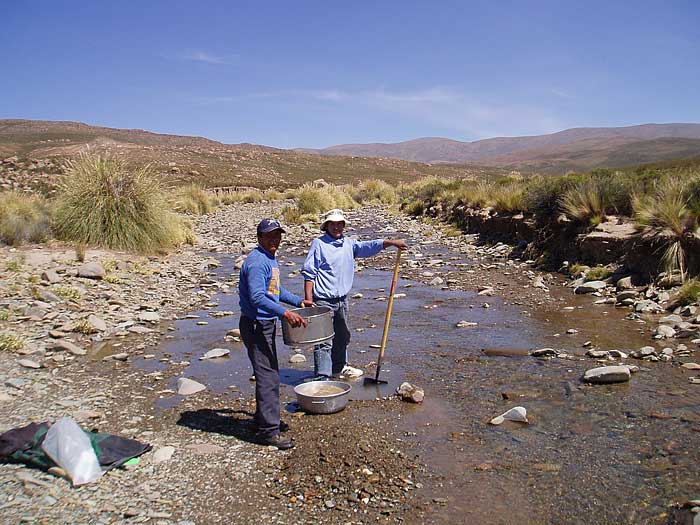 Heavy mineral stream sediment sampling in Argentina